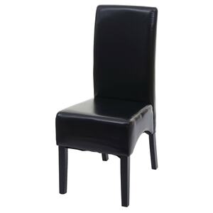Esszimmerstuhl Crotone, Küchenstuhl Stuhl, Leder ~ schwarz, dunkle Beine