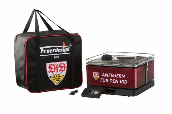 Bild 1 von Feuerdesign Tischgrill Feuderdesign VfB Stuttgart Holzkohle Tischgrill mit Lüfter Rauchfrei