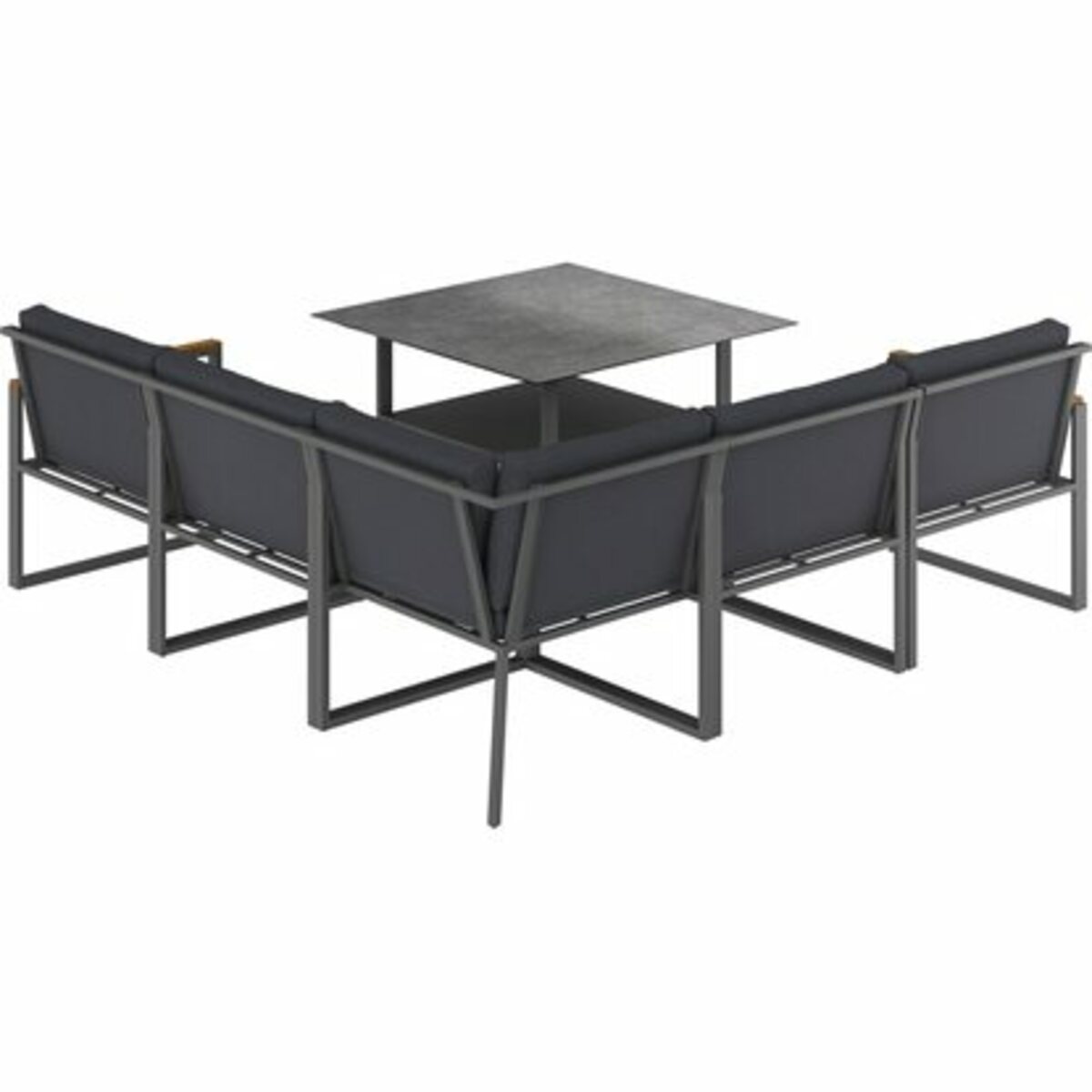 Bild 2 von Lounge-Set mit Esstisch Piegan 6-teilig Aluminium Schwarz