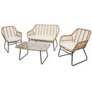 Bild 1 von Polyrattan Garnitur MCW-G17a, Garten Sofa Set Sitzgruppe Stuhl, Seil ~ naturfarben, Polster creme ohne Dekokissen