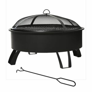 Outsunny Holzkohlegrill 2-in-1 Feuerschale mit Grillrost