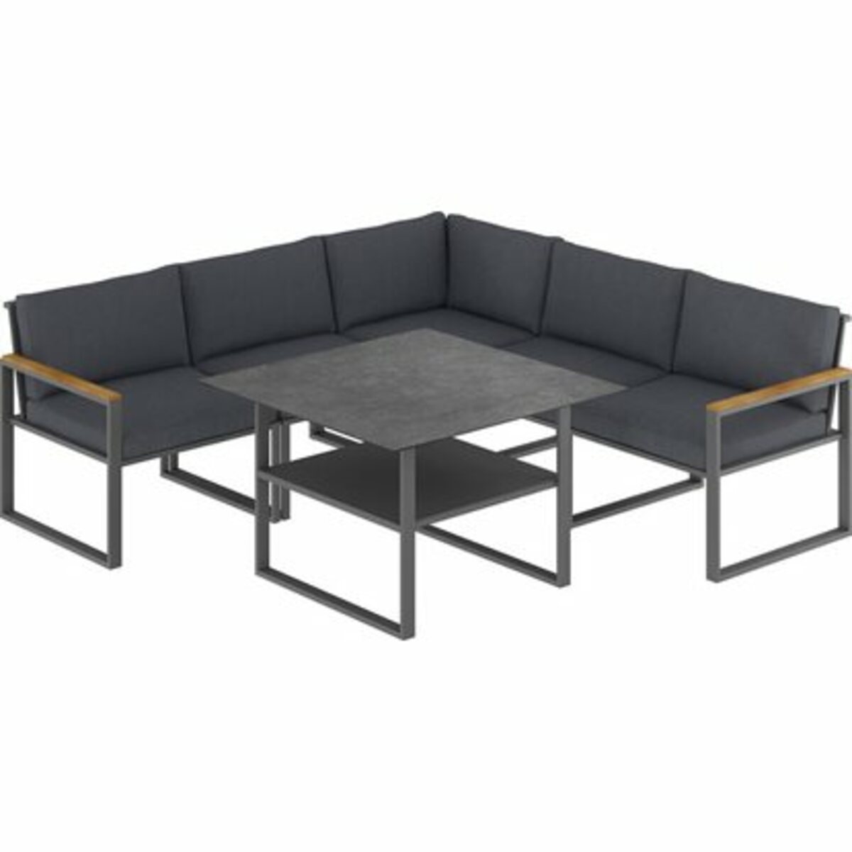 Bild 1 von Lounge-Set mit Esstisch Piegan 6-teilig Aluminium Schwarz