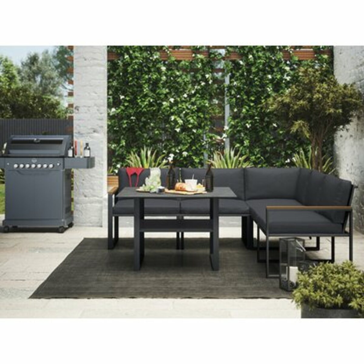 Bild 3 von Lounge-Set mit Esstisch Piegan 6-teilig Aluminium Schwarz