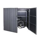 Bild 1 von WPC-Fahrradgarage MCW-J29, Geräteschuppen Fahrradbox, Metall Holzoptik abschließbar ~ 2 Räder 172x213x112cm grau