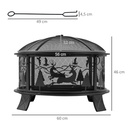 Bild 2 von Outsunny Feuerschale Feuerkorb mit Funkenschutz 60 cm Feuerstelle für Garten rund Schwarz