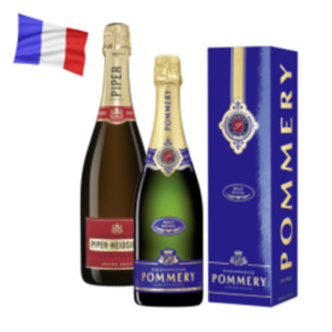 Champagner Pommery Brut Royal, Pieper Heidsieck Champagner oder Lanson Brut