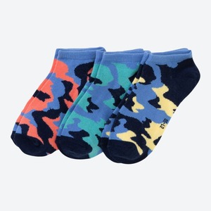 Jungen-Sneaker-Socken mit Camouflage-Muster, 3er-Pack