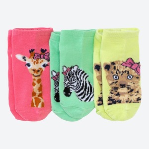 Mädchen-Sneaker-Socken mit Tiermotiv, 3er-Pack