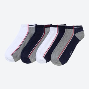 Herren-Sneaker-Socken mit Kontrast-Streifen, 4er-Pack