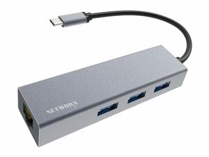 Networx USB-C Hub, USB-C auf 3x USB 3.0/Ethernet, space grau