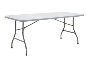 METRO Professional Outdoor Banketttisch, Stahl / Polyethylen, 183 x 75 x 74.3 cm, klappbar, wetterfest, weiß