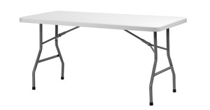 METRO Professional Outdoor Banketttisch, Stahl / Polyethylen, 76 x 152 x 74 cm, klappbar, wetterfest, weiß