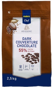 METRO Chef Kuvertüre Buttons Dunkle Schokolade 55 % Kakaomasse (2,5 kg)