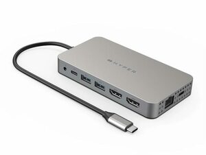 Hyper HyperDrive Dual 4K HDMI 10-in-1 USB-C Hub, HDMI/USB-A/microSD, grau