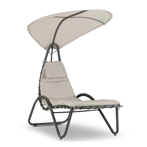 LECO ergonomische Relaxsonnenliege LISA mit Polsterauflage und Sonnendach, lichtgrau