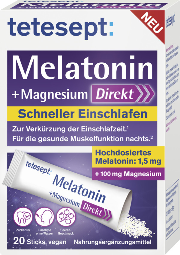 Bild 1 von tetesept Melatonin + Magnesium Direkt Sticks