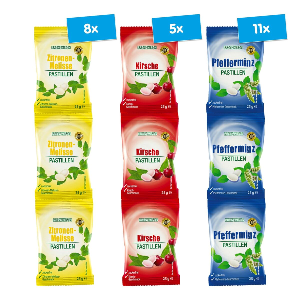 Bild 1 von Bronchibon Pastillen 3 x 25 g, verschiedene Sorten, 24er Pack