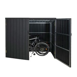 WPC-Fahrradgarage MCW-J29, Geräteschuppen Fahrradbox, Metall Holzoptik abschließbar ~ 2 Räder 172x213x112cm anthrazit