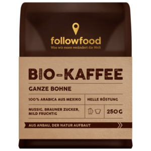 followfood Bio Kaffee ganze Bohne 250g