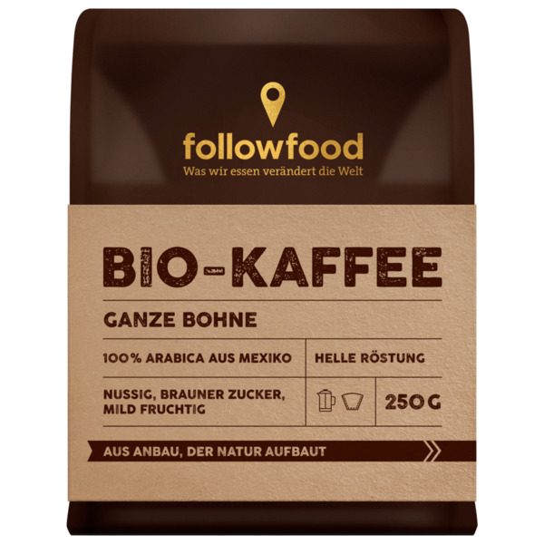 Bild 1 von followfood Bio Kaffee ganze Bohne 250g