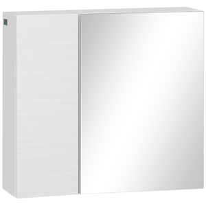 kleankin Spiegelschrank, Badezimmerschrank mit Verstellbaren Einlegeböden, Badschrank mit Doppeltür, Wandschrank fürs Bad, Weiß, 48 x 15 x 45 cm