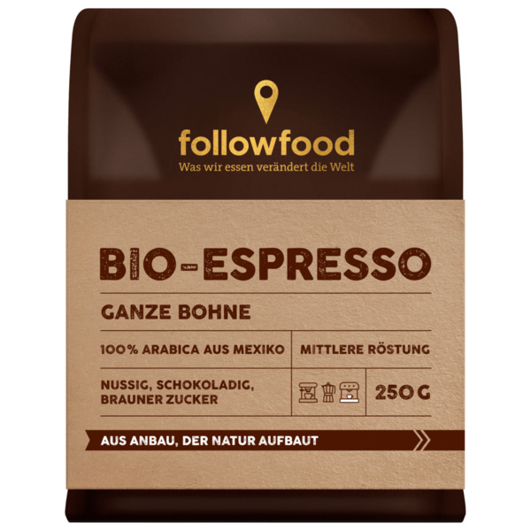 Bild 1 von followfood Bio Espresso ganze Bohne 250g