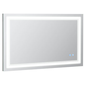 kleankin Badspiegel, Badezimmerspiegel mit LED-Beleuchtung, Wandspiegel mit Touchschalter, 3 Lichtfarben, Lichtspiegel IP44 Wasserdicht, 100 x 60 cm