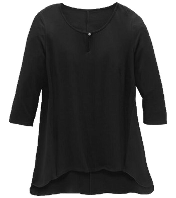 Bild 1 von GUIDO MARIA KRETSCHMER Shirt-Bluse raffiniertes 3/4-Arm Shirt mit verlängertem Saum Made in Europe Schwarz