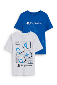 C&A Multipack 2er-PlayStation-Kurzarmshirt, Weiß, Größe: 122-128