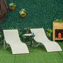 Bild 2 von Outsunny 2er Set Sonnenliege Gartenliegen Stoffliege Relaxliege ergonomisch Aluminium Texteline Beig