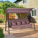 Bild 2 von Outsunny Hollywoodschaukel Gartenschaukel Hängebank 3 sitzer Schaukel mit verstellbarem Dach Liegefu