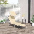 Bild 3 von Outsunny Sonnenliege Gartenliege Wellnessliege Strandliege klappbar mit Sonnenschutz Beige 187 x 58