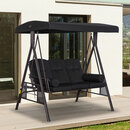 Bild 3 von Outsunny 3-Sitzer Hollywoodschaukel Gartenschaukel mit Sonnendach Kissen Metall Polyester Schwarz 11