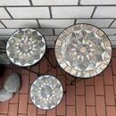 Bild 2 von K&L Wall Art Gartentisch Retro Garten Deko Beistelltisch Balkon Blumentreppe Metalltisch (3-er Set), rund Mosaik Outdoor Möbel