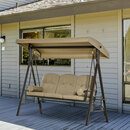 Bild 2 von Outsunny 3-Sitzer Hollywoodschaukel Gartenschaukel mit Sonnendach Kissen Metall Polyester Grau 116 x