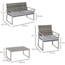 Bild 3 von Outsunny Vierteiliges Gartenmöbel Set Sofa mit Sitzkissen Grau