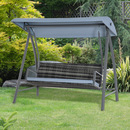 Bild 3 von Outsunny Hollywoodschaukel Gartenschaukel 3-Sitzer mit Dach Polyrattan+Metall Grau 198 x 124 x 179 c