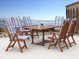 Grasekamp Garten Möbelgruppe Cuba 13tlg Marine mit  ausziehbaren Tisch Akazienholz