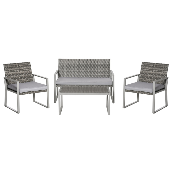Bild 1 von Outsunny Vierteiliges Gartenmöbel Set Sofa mit Sitzkissen Grau