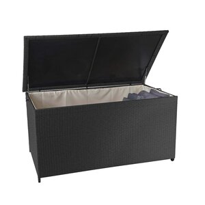 Poly-Rattan Kissenbox MCW-D88, Gartentruhe Auflagenbox Truhe ~ Premium schwarz, 80x160x94cm 950l
