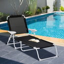 Bild 2 von Outsunny Liegestuhl Sonnenliege Klappbare Strandliege 4-stufige Gartenliege Netzstoff Schwarz 160 x