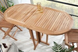 riess-ambiente Gartentisch EMPIRE TEAK 120cm braun, Massivholz · Balkonmöbel · klappbar · oval · Teakholz