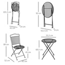 Bild 3 von Outsunny Sitzgruppe 3-teilige Essgruppe Bistro-Set Gartenmöbel-Set Balkonmöbel Set 1 Tisch+2 Stühle
