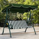 Bild 2 von Outsunny Hollywoodschaukel 3-Sitzer Gartenschaukel verstellbares Sonnendach Metallrahmen Grün 170 x
