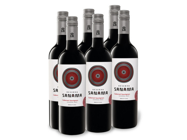 Bild 1 von 6 x 0,75-l-Flasche Weinpaket Sanama Cabernet Sauvignon Reserva Chile trocken, Rotwein