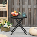 Bild 3 von Outsunny Gartentisch Beistelltisch Bistrotisch mit Glasplatte rund klappbar Metall Ø45 schwarz