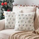 Bild 4 von Kissenbezug 45* 45cm, Pailletten Schneeflocke, für Weihnachten Wohnzimmer, Rosnek (1 Stück), weicher Plüsch; Sofa Kissen Dekoration