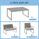 Bild 4 von Outsunny Vierteiliges Gartenmöbel Set Sofa mit Sitzkissen Grau