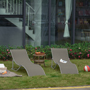 Bild 3 von Outsunny 2er Set Sonnenliege Gartenliegen Stoffliege Relaxliege ergonomisch Aluminium Texteline Hell