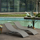 Bild 2 von Outsunny 2er Set Sonnenliege Gartenliegen Stoffliege Relaxliege ergonomisch Aluminium Texteline Hell